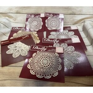 Lot of 7 New old Stock Wangs Doilies Doily Medallion Pineapple 10" 6" & 8" TubE